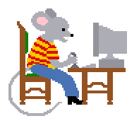 Mouse at computer